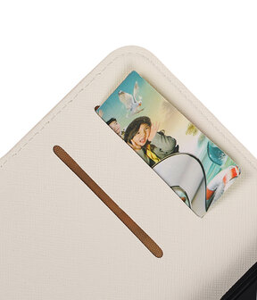 Wit Samsung Galaxy J3 TPU wallet case booktype hoesje HM Book