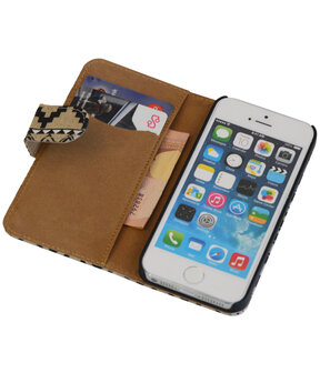 Tegel booktype wallet cover hoesje voor Apple iPhone 5 / 5s / SE