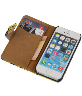 Abstract booktype wallet cover hoesje voor Apple iPhone 5 / 5s / SE