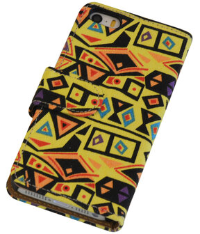 Abstract booktype wallet cover hoesje voor Apple iPhone 5 / 5s / SE