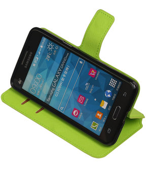 Groen Hoesje voor Samsung Galaxy Grand Prime G530 TPU wallet case booktype HM Book