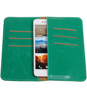 Groen Pull-up Large Pu portemonnee wallet voor HTC