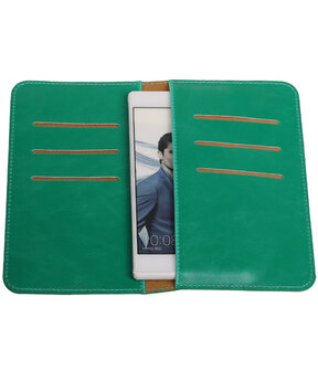 Groen Pull-up Medium Pu portemonnee wallet voor Huawei