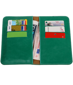 Groen Pull-up Medium Pu portemonnee wallet voor HTC