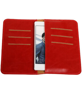 Rood Pull-up Medium Pu portemonnee wallet voor Huawei