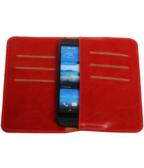 Rood Pull-up Medium Pu portemonnee wallet voor HTC