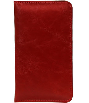 Rood Pull-up Medium Pu portemonnee wallet voor HTC