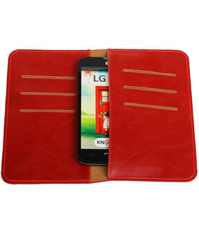 Rood Pull-up Medium Pu portemonnee wallet voor LG