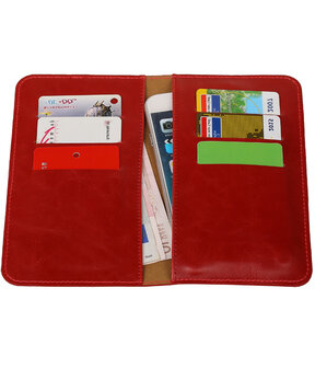 Rood Pull-up Medium Pu portemonnee wallet voor LG