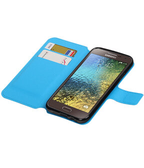 Blauw Samsung Galaxy E5 TPU wallet case booktype hoesje HM Book