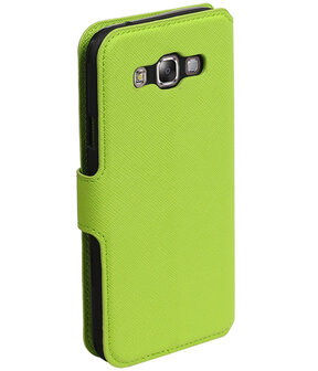 Groen Samsung Galaxy E5 TPU wallet case booktype hoesje HM Book