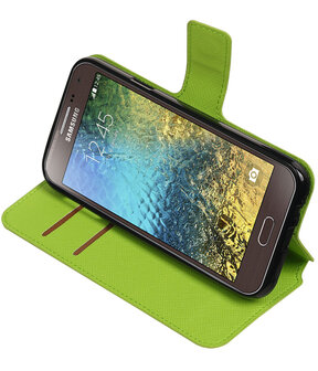 Groen Samsung Galaxy E5 TPU wallet case booktype hoesje HM Book