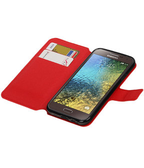 Rood Samsung Galaxy E5 TPU wallet case booktype hoesje HM Book