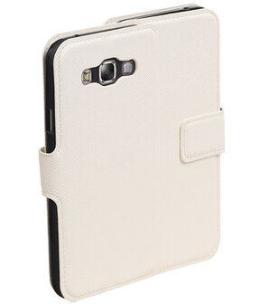 Wit Samsung Galaxy E5 TPU wallet case booktype hoesje HM Book