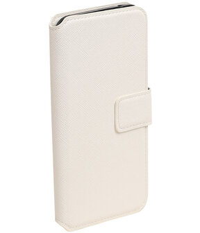 Wit Samsung Galaxy E5 TPU wallet case booktype hoesje HM Book
