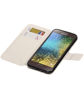 Wit Samsung Galaxy E5 TPU wallet case booktype hoesje HM Book