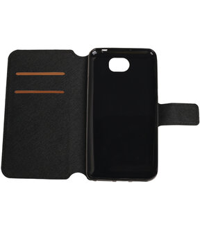 Zwart Huawei Y5 II TPU wallet case booktype hoesje HM Book