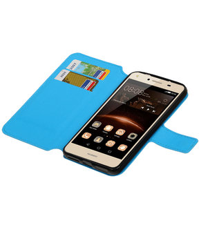 Blauw Huawei Y5 II TPU wallet case booktype hoesje HM Book