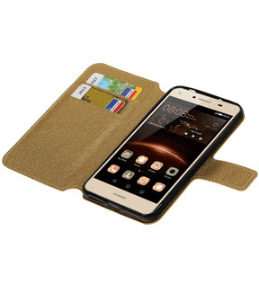 Goud Hoesje voor Huawei Y5 II TPU wallet case booktype HM Book