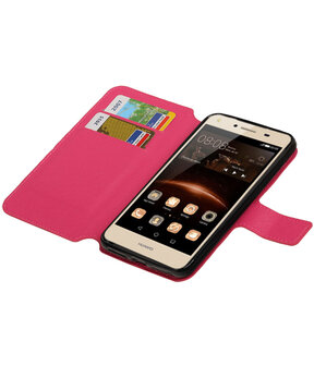 Roze Huawei Y5 II TPU wallet case booktype hoesje HM Book