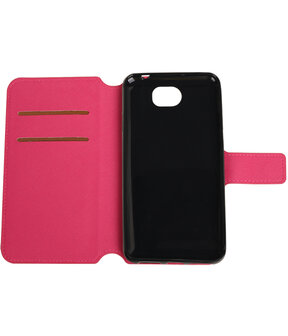 Roze Huawei Y5 II TPU wallet case booktype hoesje HM Book