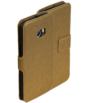 Goud HTC 10 TPU wallet case booktype hoesje HM Book