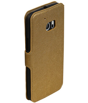 Goud HTC 10 TPU wallet case booktype hoesje HM Book