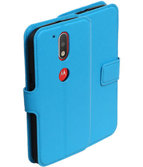 Blauw Motorola Moto G4 / G4 Plus TPU wallet case booktype hoesje HM Book