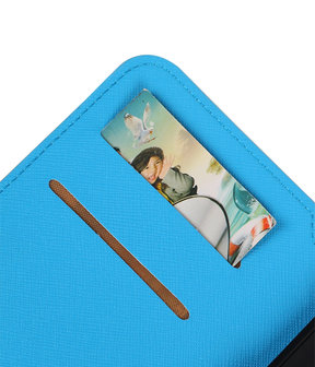 Blauw Motorola Moto G4 / G4 Plus TPU wallet case booktype hoesje HM Book