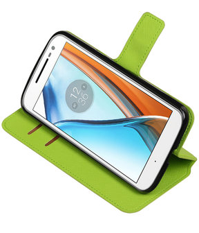 Groen Motorola Moto G4 / G4 Plus TPU wallet case booktype hoesje HM Book