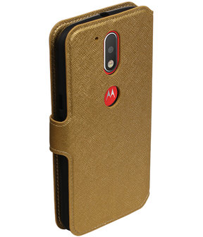 Goud Motorola Moto G4 / G4 Plus TPU wallet case booktype hoesje HM Book