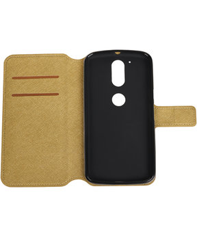 Goud Motorola Moto G4 / G4 Plus TPU wallet case booktype hoesje HM Book