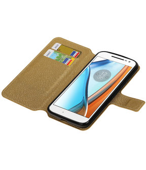 Goud Motorola Moto G4 / G4 Plus TPU wallet case booktype hoesje HM Book