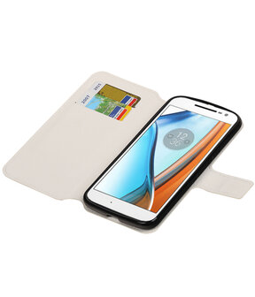 Wit Motorola Moto G4 / G4 Plus TPU wallet case booktype hoesje HM Book