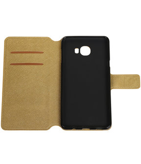 Goud Samsung Galaxy C7 TPU wallet case booktype hoesje HM Book