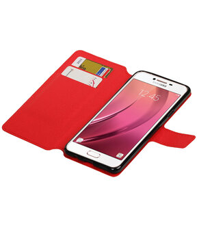 Rood Samsung Galaxy C7 TPU wallet case booktype hoesje HM Book