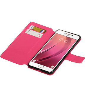 Roze Samsung Galaxy C7 TPU wallet case booktype hoesje HM Book