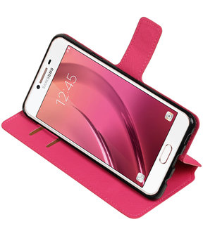 Roze Samsung Galaxy C7 TPU wallet case booktype hoesje HM Book