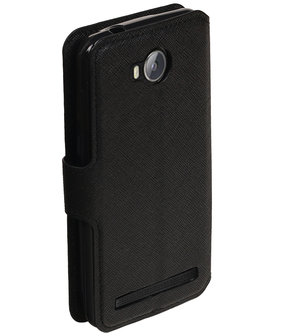 Zwart Huawei Y3 II TPU wallet case booktype hoesje HM Book