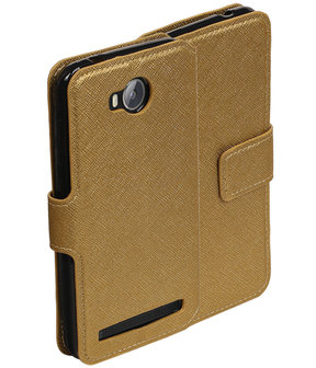 Goud Huawei Y3 II TPU wallet case booktype hoesje HM Book
