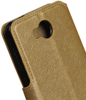 Goud Huawei Y3 II TPU wallet case booktype hoesje HM Book