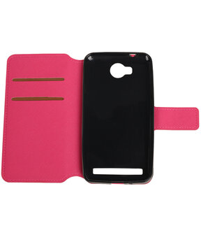 Roze Huawei Y3 II TPU wallet case booktype hoesje HM Book