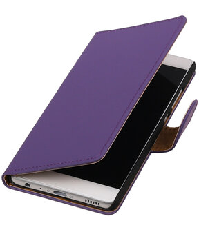 Paars Effen booktype wallet cover hoesje voor HTC One Mini