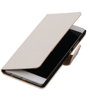 Wit Effen booktype wallet cover hoesje voor HTC Windows Phone 8S