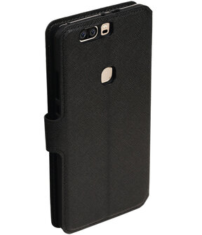 Zwart Huawei Honor V8 TPU wallet case booktype hoesje HM Book