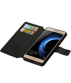 Zwart Huawei Honor V8 TPU wallet case booktype hoesje HM Book