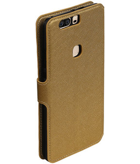 Goud Huawei Honor V8 TPU wallet case booktype hoesje HM Book