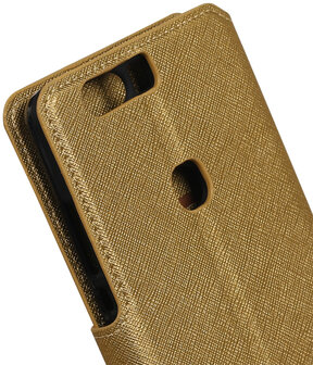 Goud Huawei Honor V8 TPU wallet case booktype hoesje HM Book