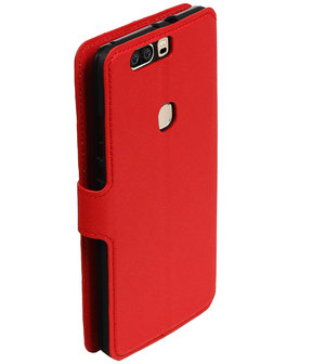 Rood Huawei Honor V8 TPU wallet case booktype hoesje HM Book