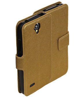 Goud Huawei Y560 / Y5 TPU wallet case booktype hoesje HM Book